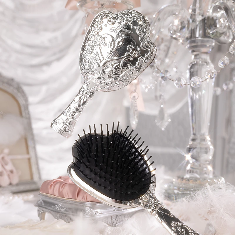 Flower Knows Swan Ballet Series Paddle Hair Brush Air Cushion Hair Comb Head Massage For Relaxation