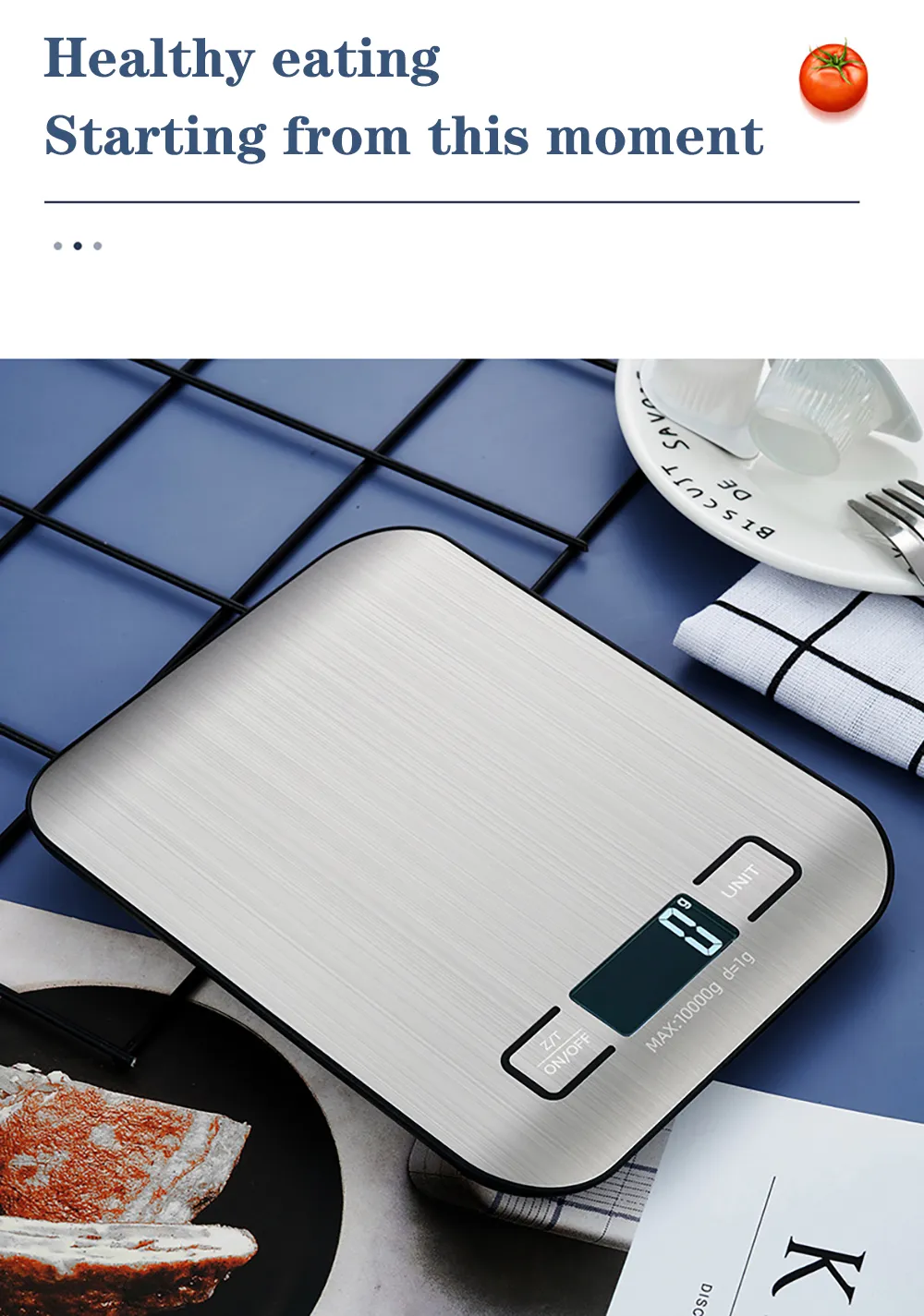 Description Picture 2 of itemPrecisionPal Stainless Steel Kitchen Scale: LCD Electronic Scales for Accurate Food, Diet, and Postal Weighing