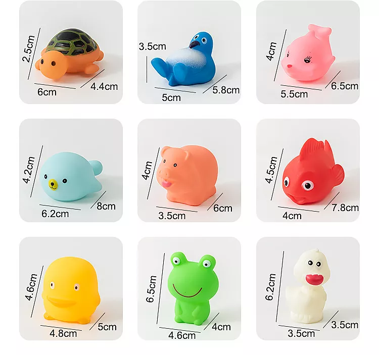 Description Picture 3 of itemBaby Cute Animals Bath Toy Set - Swimming Water Toys with Soft Rubber, Float, Squeeze Sound - Kids' Wash and Play Fun