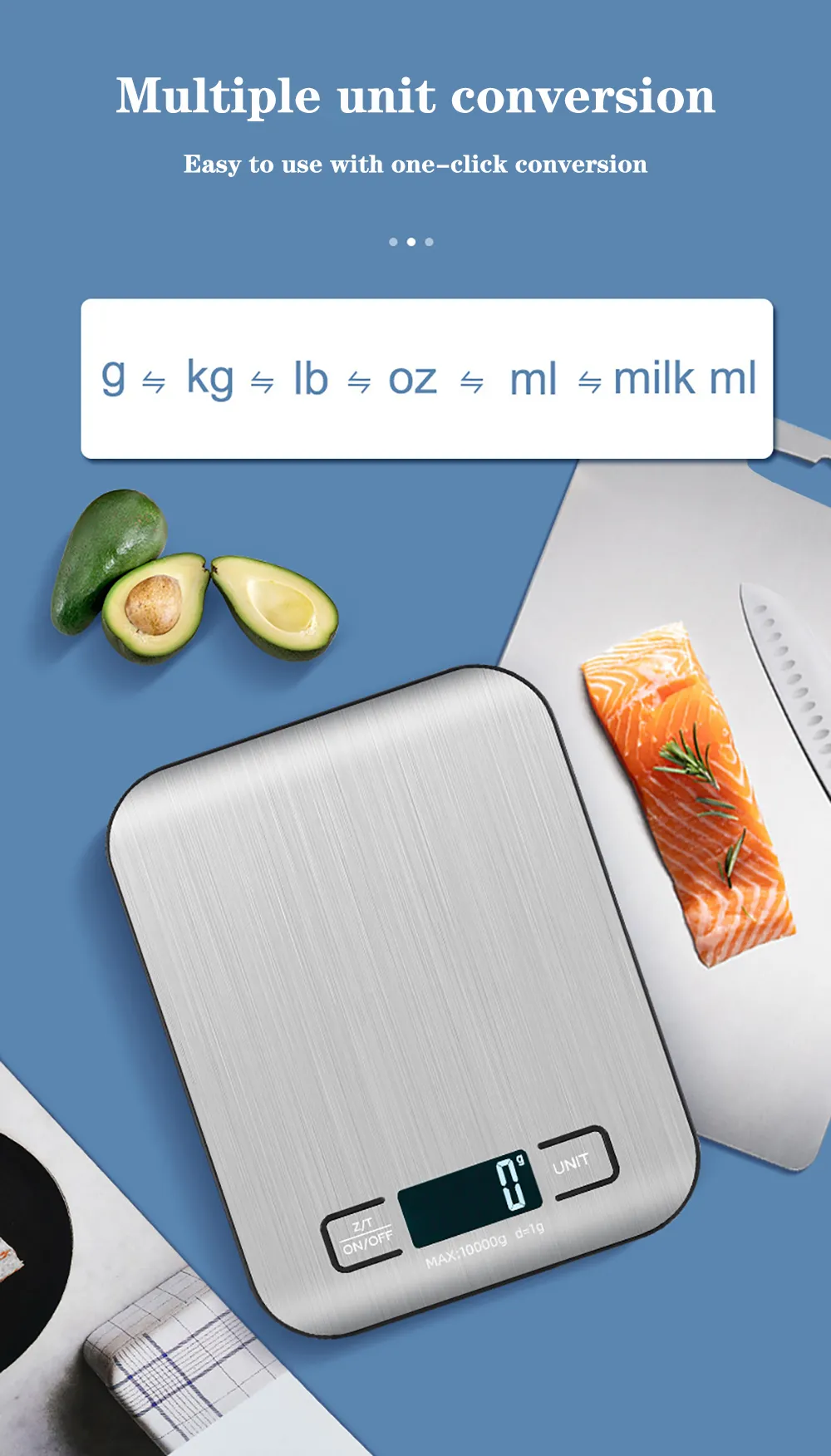 Description Picture 1 of itemPrecisionPal Stainless Steel Kitchen Scale: LCD Electronic Scales for Accurate Food, Diet, and Postal Weighing