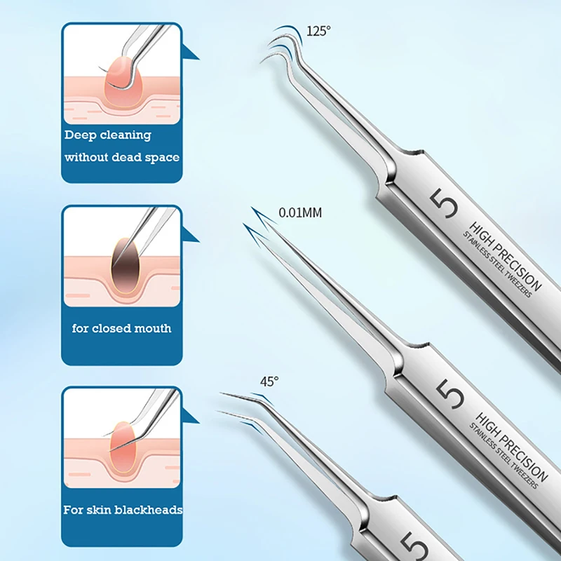 Ultra-fine No.5 Cell Pimples Blackhead Clip Tweezers Beauty Salon Special Scraping Closing Artifact Acne Needle Tools Facial