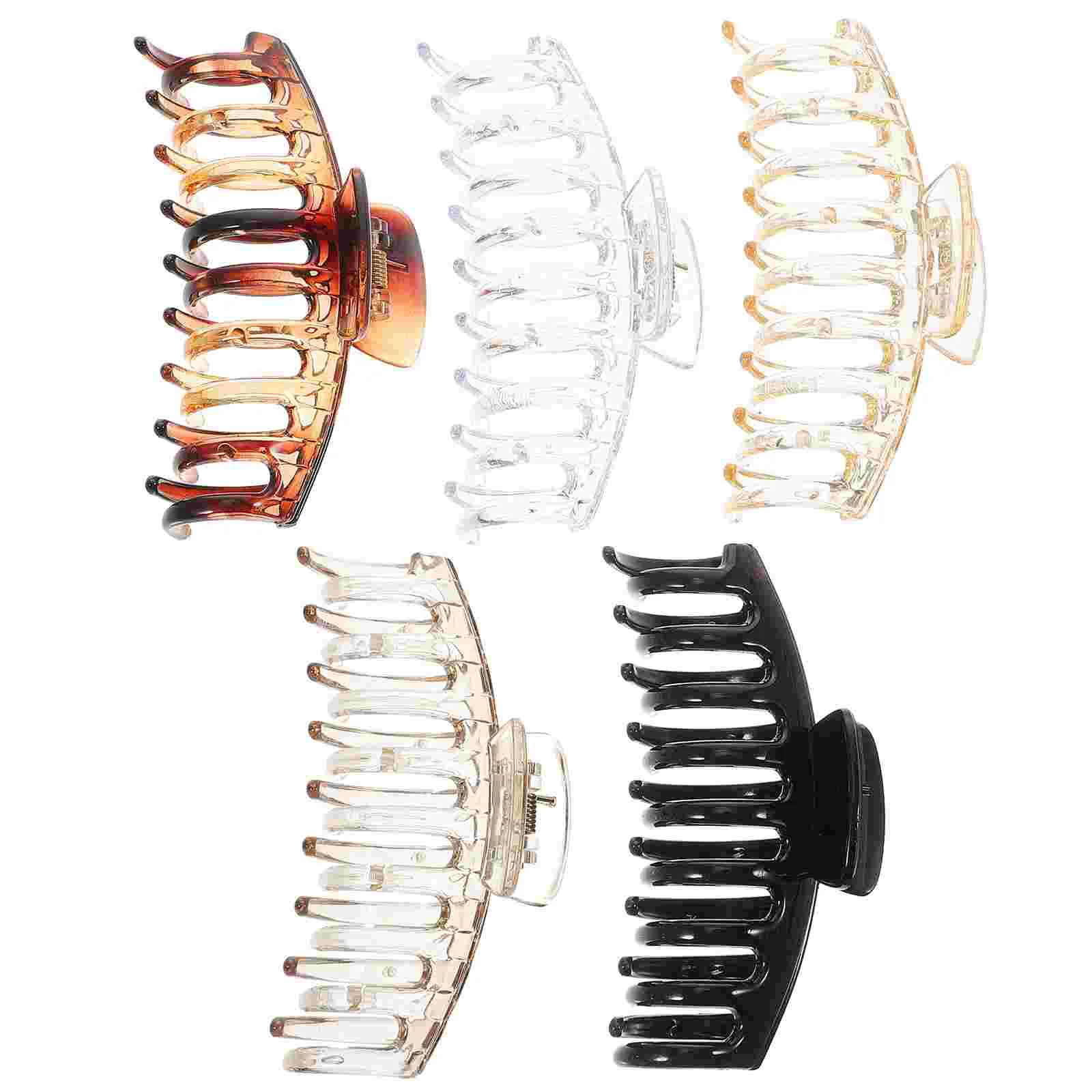 5 Pcs Large Leopard Grab Clip Hair Barrettes Ponytail Gripper Anti-slide Clamp Women Plastic Stylish Women's Accessories for