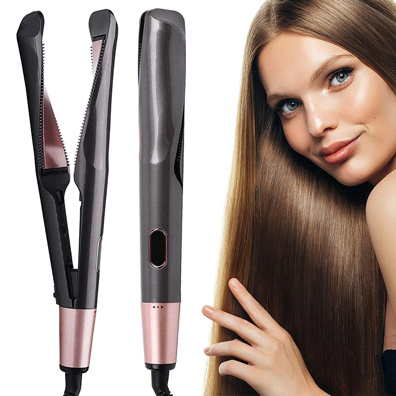 2024 Portable Twisted Flat Iron Two In One Straight Curler Lcd Ceramic Curler And Straightener Magic Curler