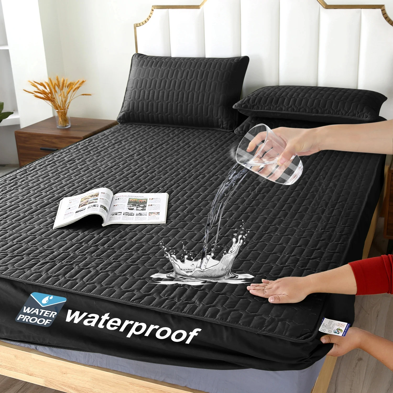 Waterproof Mattress Cover Stretch Breathable Bed Cover Queen Size For Bedroom Living Room Kid Cartoon Fitted Sheet 90/160x200cm