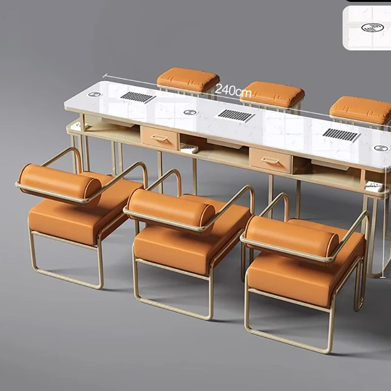 Stainless Exquisite Table Nailtech Professional Designer Beauty Desk Modern Manicure Schminktisch Nail Bar Furniture CY50NT