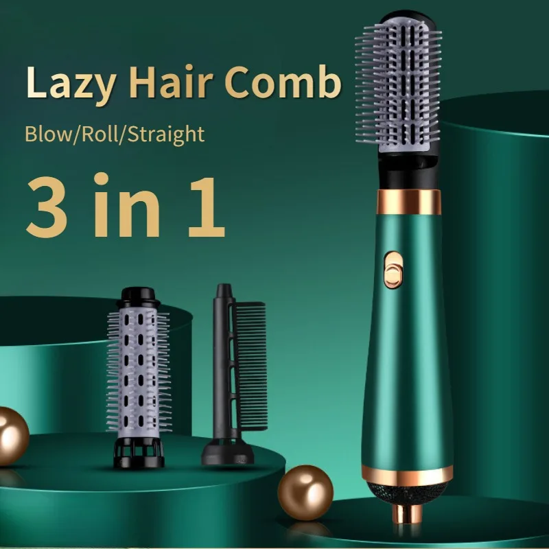 Hair Dryer Brush 3 in 1 Multifunctional Hair Blower Comb Negative Ion Hair Fluffy Hot Air Brush Comb Straight Curling Iron Tools