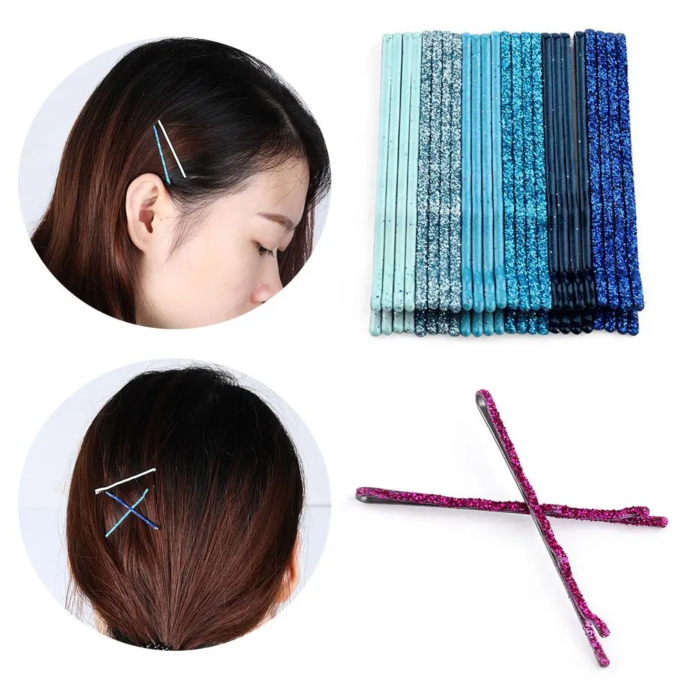 24 PCS/Set Hot Sale Candy Colors Wavy Hair Clips Glitter Bobby Pins Hair Accessories Girls Headwear Women Fashion Styling Tools