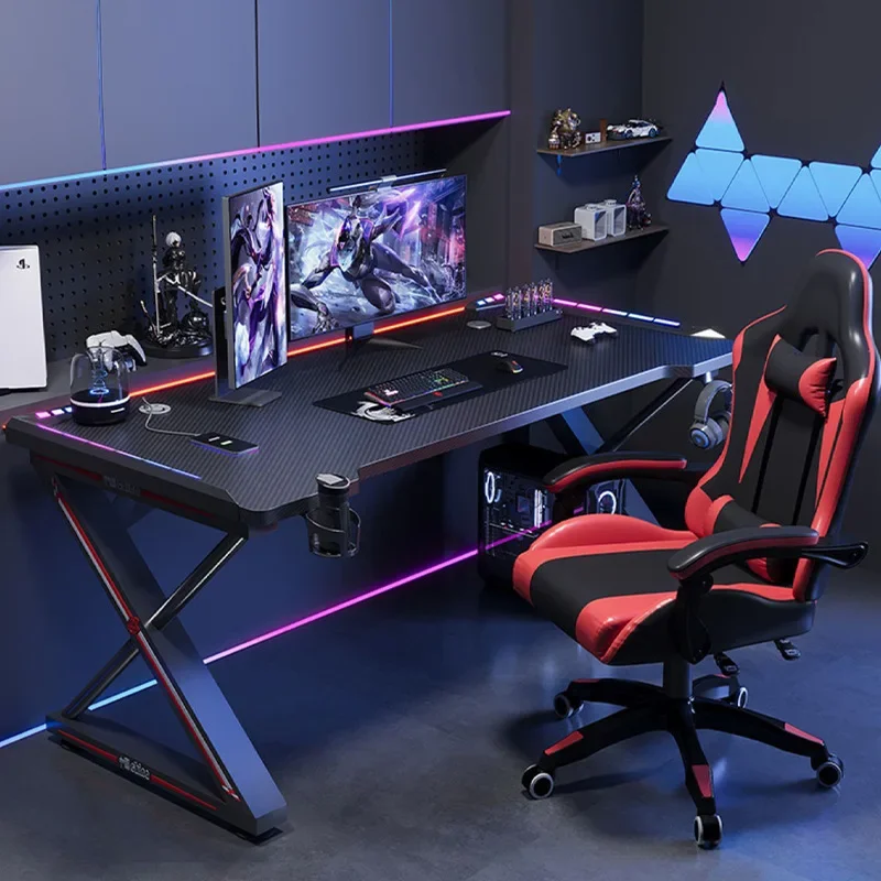 HOOKI Official Carbon Fiber Computer Desk Table Home Bedroom Student Writing Desk Subnet Red Gaming Electronic Spor