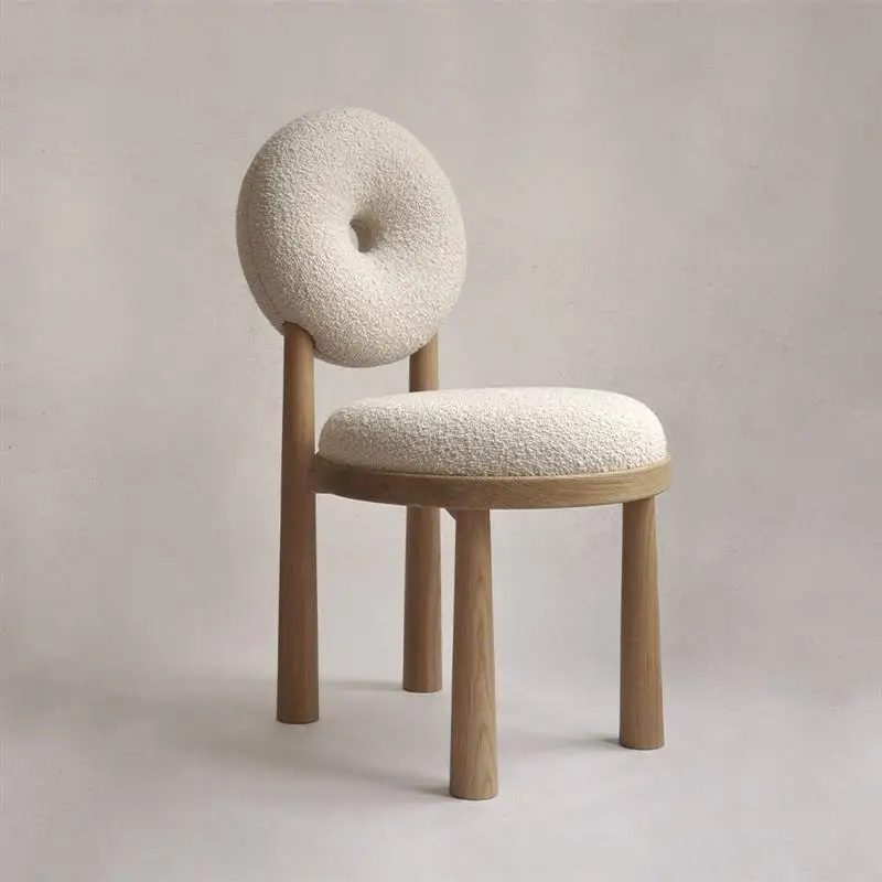 Wuli House Nordic Designer Backrest Desk Dressing Household Lamb Velvet Full Solid Wood Dining Chair New Hot 2023 Drop Shopping
