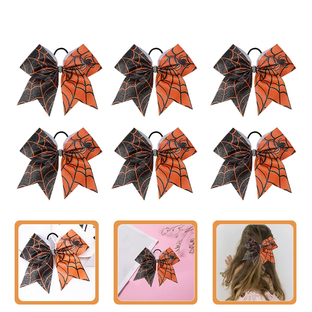 6 Pcs Tiara Halloween Elastic Hair Ties Accessories for Thin Girls Bow Ropes Child