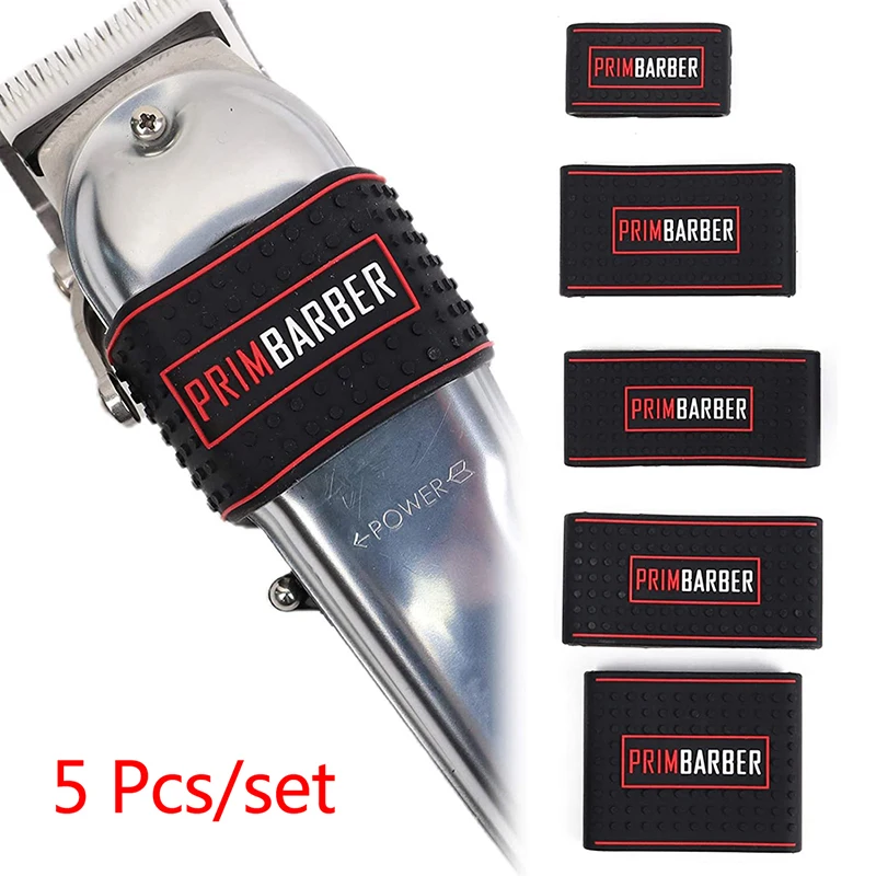 5Pcs/set Barber Hair Clipper Grip Cover Silicone Anti Slip Trimmer Handle Decorative Rings Hairdressing Tools Accessories