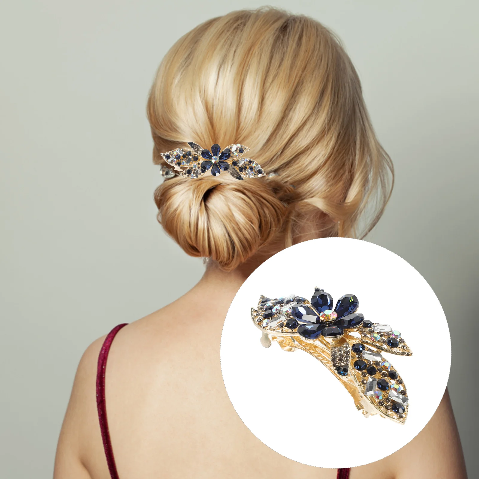 Rhinestone Hair Clip Accessories Headgear Clips Hold Back Metal Barrette for Women