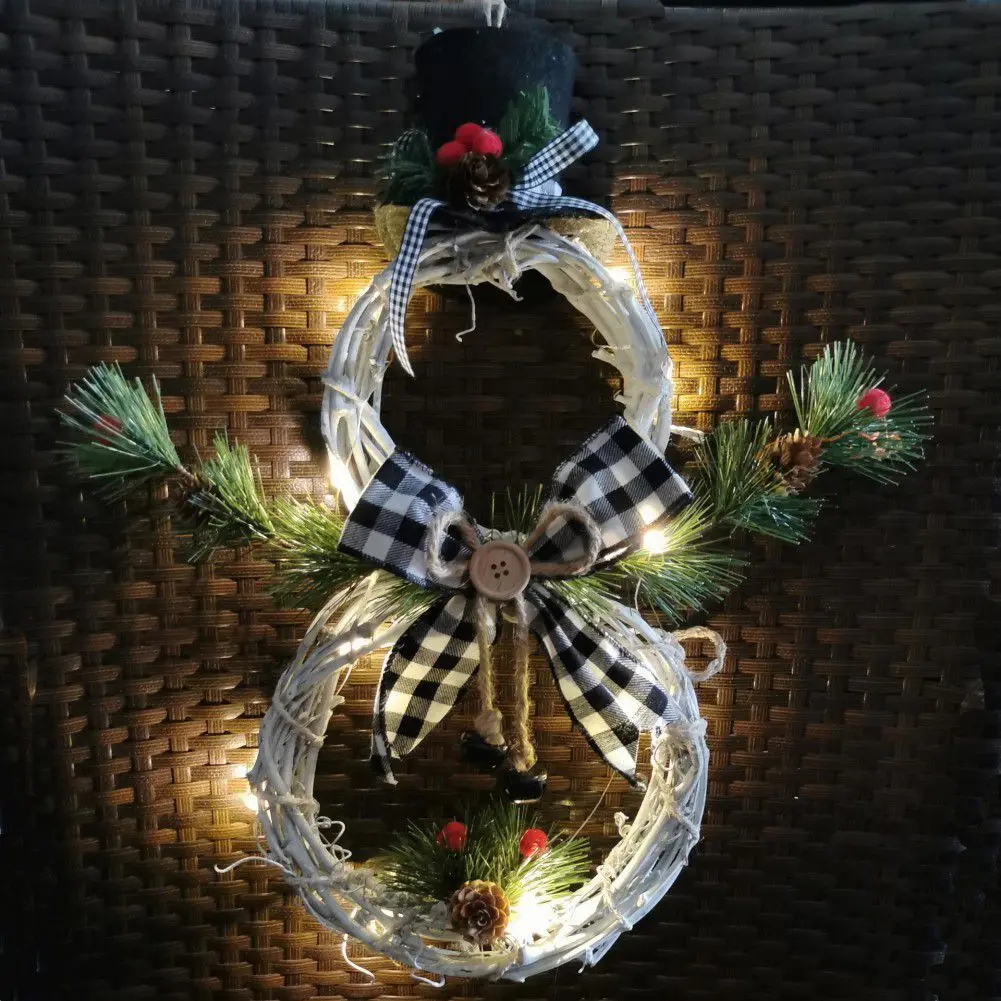Description Picture 4 of itemChristmas Luminous Snowman Wreath Garland with LED Lights - Perfect Door Decoration for a Radiant Home Window, Wall, Background