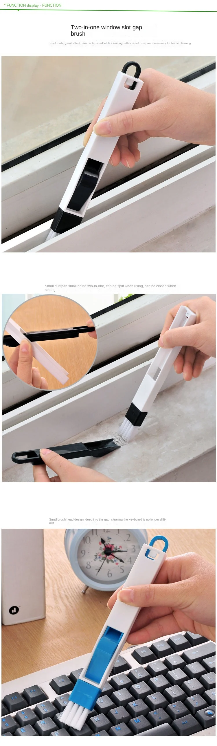Description Picture 6 of itemGUANYAO Multifunction Computer Window Cleaning Brush - Versatile Window Groove and Keyboard Cleaner, Nook & Cranny Dust Shovel