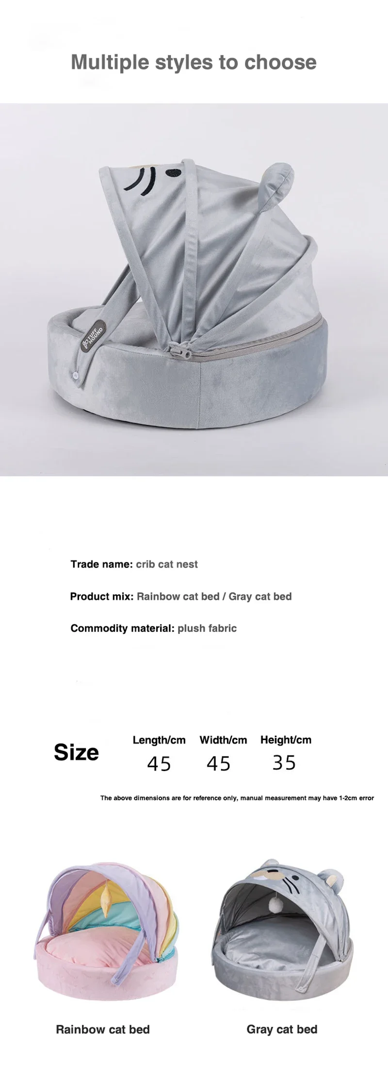 Description Picture 4 of itemPrincess Rainbow Pet Cat Bed - Half-Enclosed Round Cozy Haven for Chihuahuas, Teddies, and More