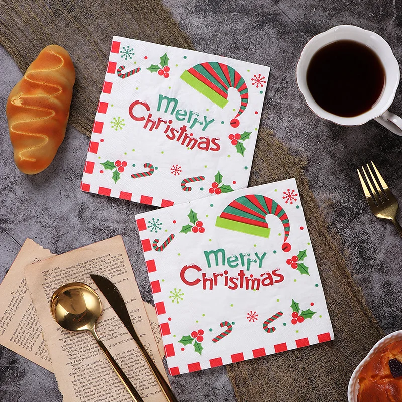 Description Picture 4 of item20pcs/Set Disposable Paper Napkins for Christmas Theme Party Supplies: Home Decor, Christmas Decoration, and Table Accessories