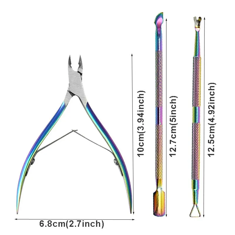 Description Picture 4 of item3-Piece Stainless Steel Nail Cutter Set - Scissors, Nippers, and Multi-Function Cuticle Pusher for Comprehensive Nail Care