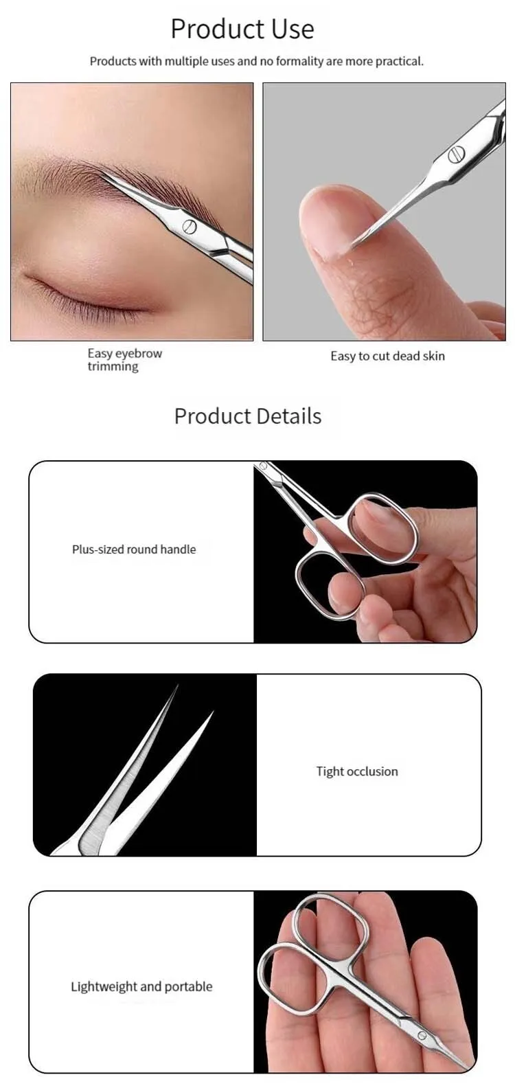 Description Picture 6 of itemCurved Tip Cuticle Regrowth Cutter, Professional Stainless Steel Dead Skin Scissors for Nail and Pedicure Grooming