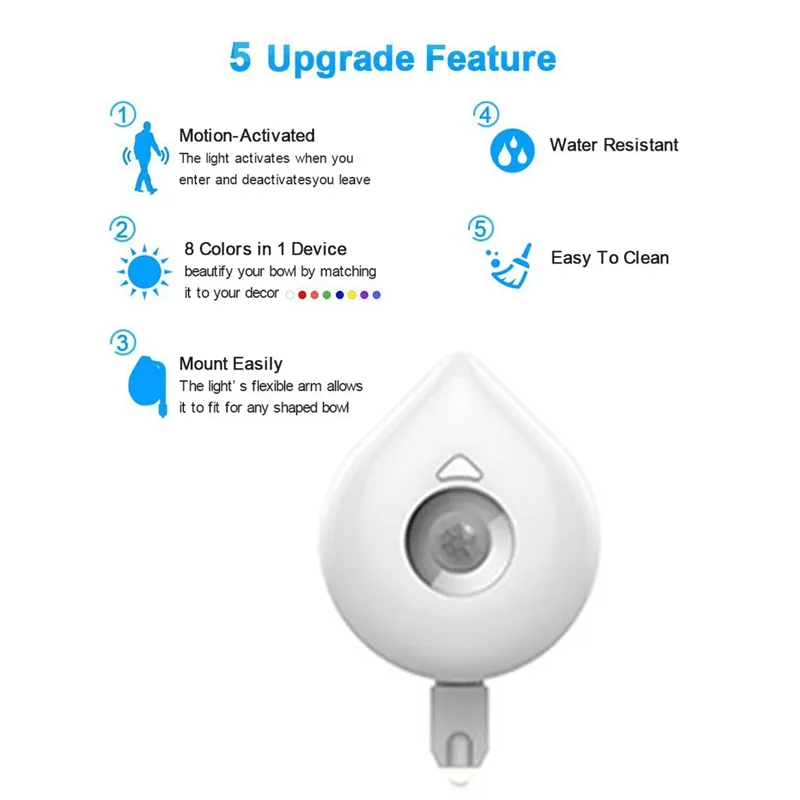 Description Picture 4 of itemIlluminate the Night with Smart PIR Motion Sensor Toilet Seat Night Light – 8 Colors, Waterproof Design for a Bright and Stylish Toilet