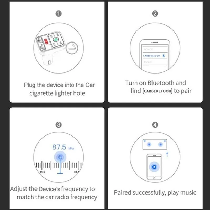Description Picture 2 of itemOLAF Car Bluetooth 5.0 Music Player FM Transmitter - Dual USB Port Car Charger, MP3 Receiver with 3.1A Fast Charger