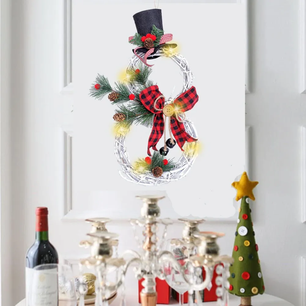 Description Picture 6 of itemChristmas Luminous Snowman Wreath Garland with LED Lights - Perfect Door Decoration for a Radiant Home Window, Wall, Background