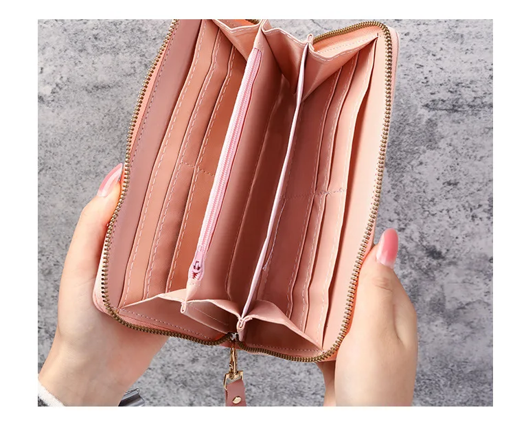 Description Picture 5 of itemStylish PU Leather Zipper Wallet: Women's Long Billfold Wallet with Coin Purse, Card Holders, and Handbag Design