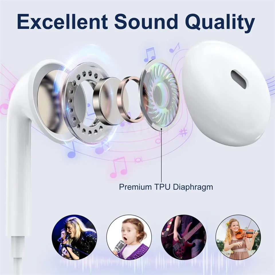 Description Picture 3 of itemiSonic Harmony: Original Wired and Bluetooth Headphones for Apple iPhone 14, 13, 12, 11 Pro Max, XR, 7, 8, 6, 6s Plus