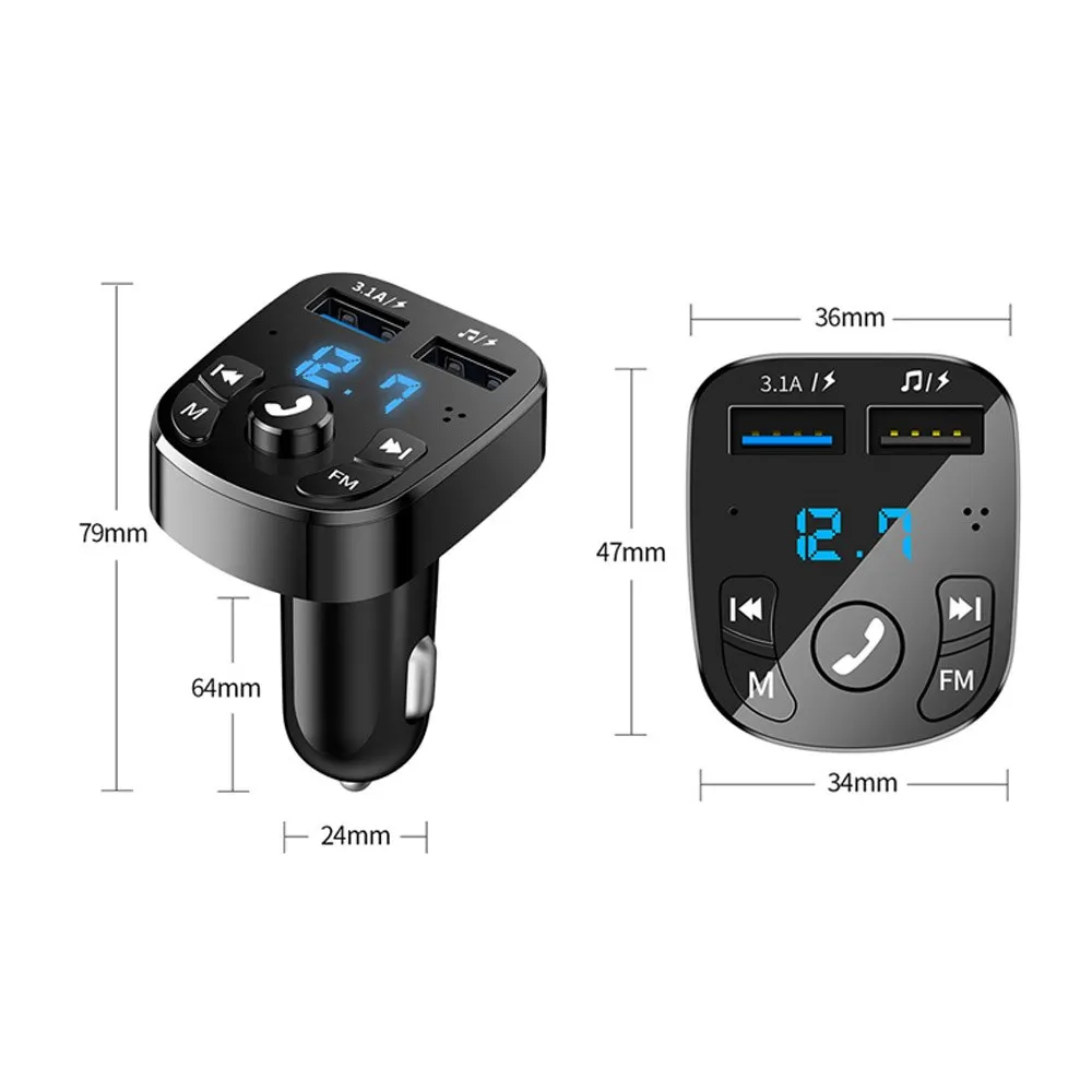Description Picture 3 of itemOLAF Car Bluetooth 5.0 Music Player FM Transmitter - Dual USB Port Car Charger, MP3 Receiver with 3.1A Fast Charger