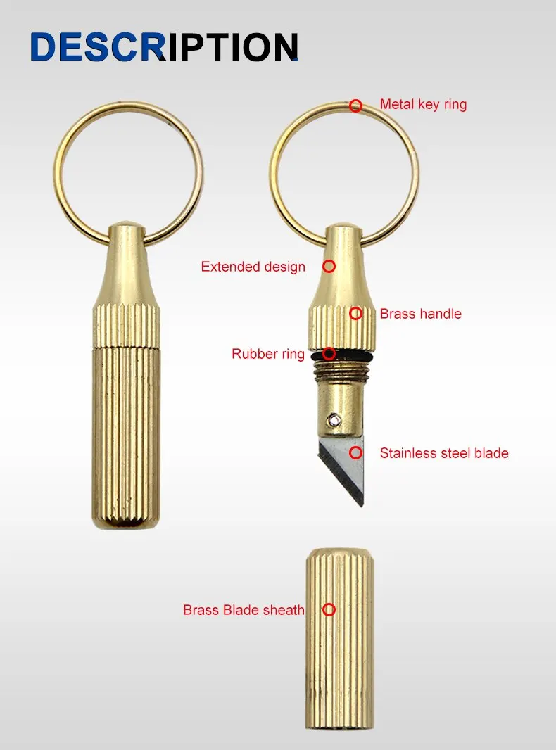 Description Picture 4 of itemPortable Keychain Brass Small Engraving Knife - Mini Capsule Engraving Knife