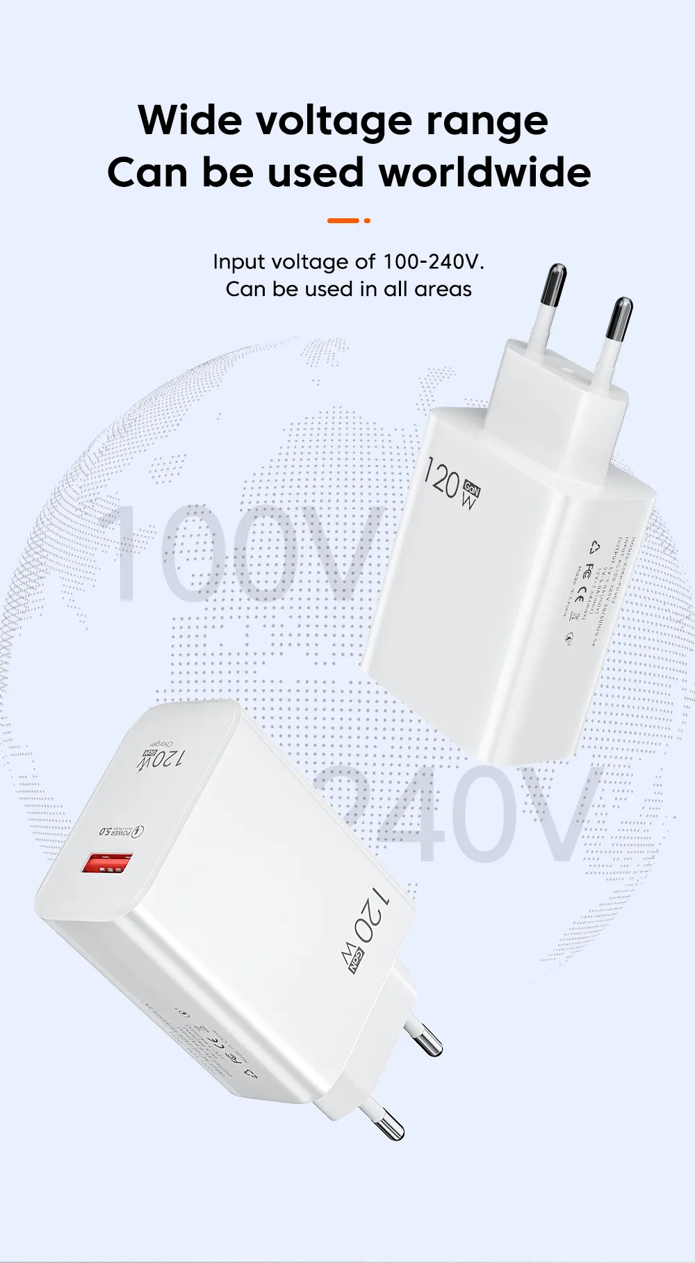 Description Picture 2 of itemUSB Charger with QC3.0, Fast Charging USB C Cable for iPhone, Huawei, Samsung, Iconic Brand