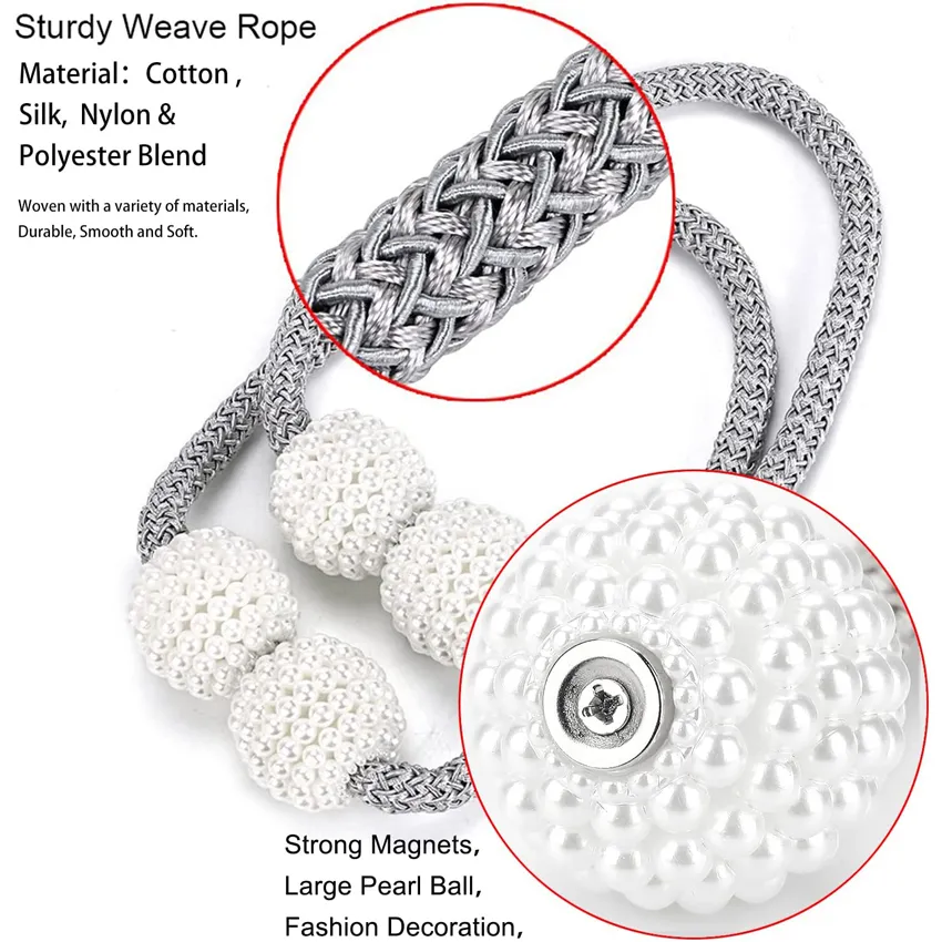 Description Picture 5 of itemPearl Elegance Magnetic Curtain Tiebacks: European-Styled Weave Clips for Effortless Drapery Decor
