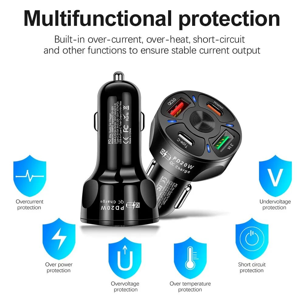 Description Picture 4 of itemOLAF Dual USB C Car Charger - Fast Charging USB PD QC3.0, Type C Fast Charger for iPhone, Samsung, Iconic Brand