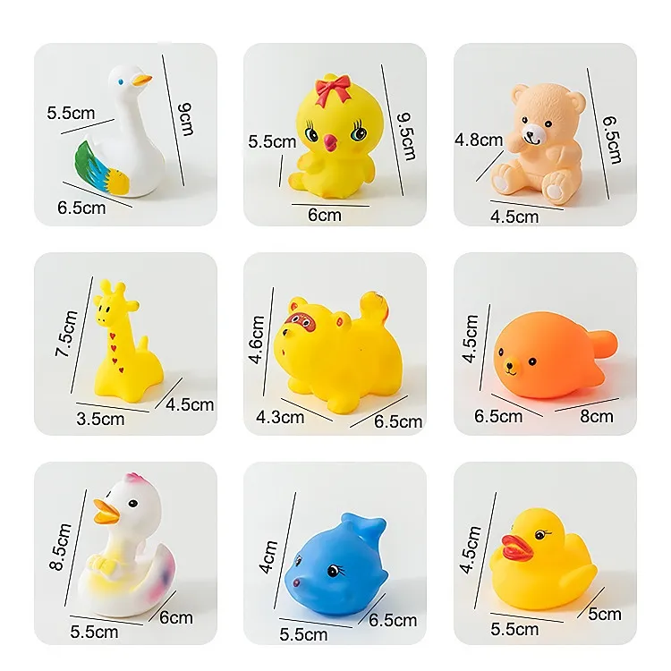 Description Picture 1 of itemBaby Cute Animals Bath Toy Set - Swimming Water Toys with Soft Rubber, Float, Squeeze Sound - Kids' Wash and Play Fun