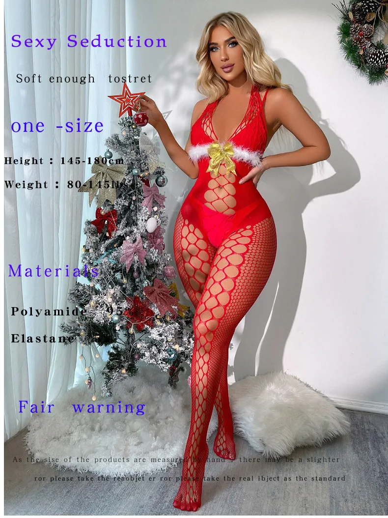 Description Picture 1 of itemWoman Alluring Christmas Dress - Transparent Lace Cosplay Costume