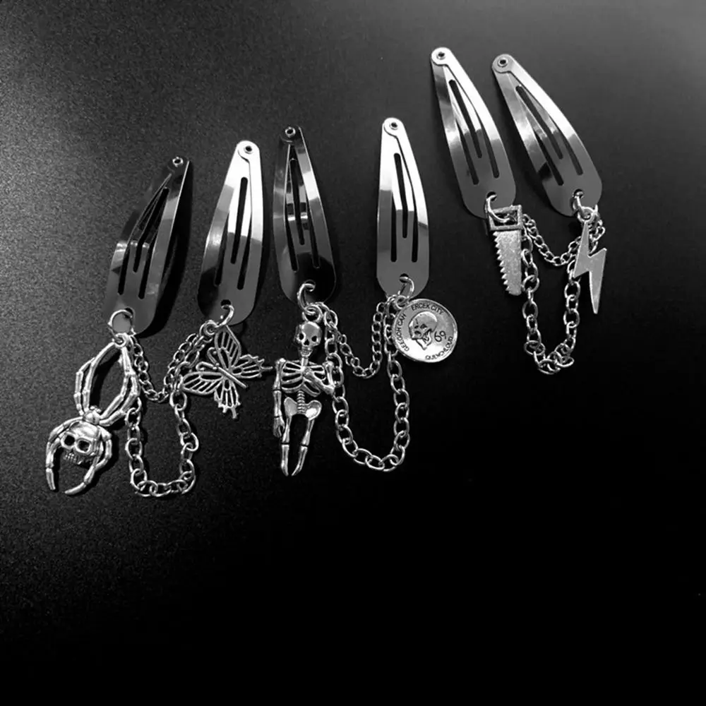 Gothic Style Chain Star Metal BB Clip Y2K Alloy Cool Cross Barrette Punk Hair Clip Korean Style Hairpin Women Hair Accessories