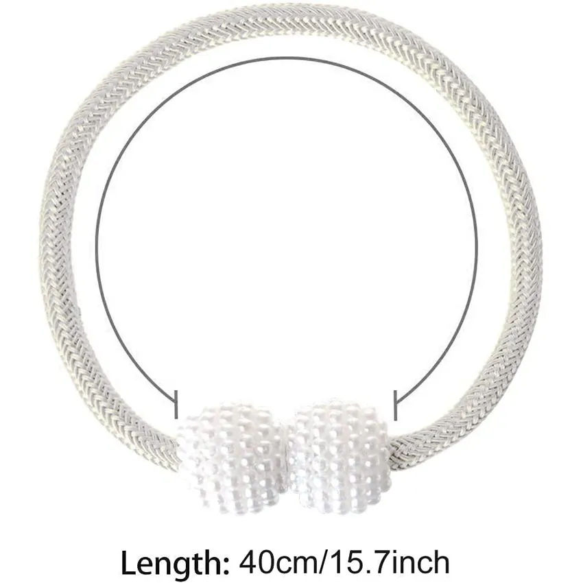 Description Picture 1 of itemPearl Elegance Magnetic Curtain Tiebacks: European-Styled Weave Clips for Effortless Drapery Decor