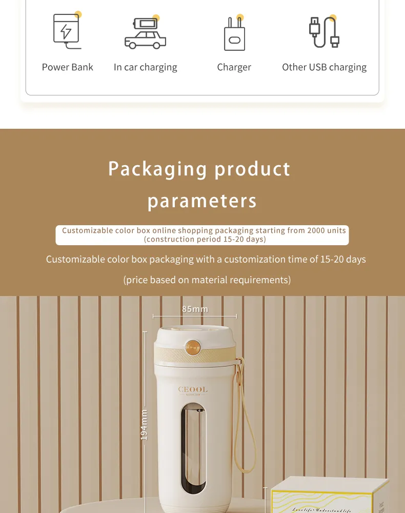 Description Picture 2 of itemPowerBlend Pro: 350ML Portable Blender with 10 Blades and 3000mAh Battery - Electric Juicer
