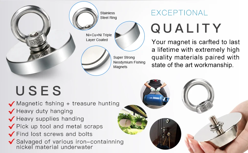 Description Picture 5 of itemSuper Magnet - Strong, Powerful Neodymium Magnets N52 for Magnetic Fishing, Search Hooking, and More