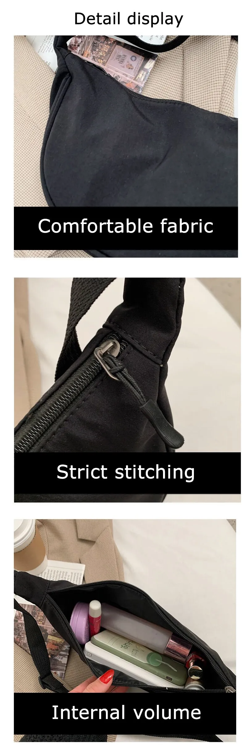 Description Picture 5 of itemSolid Color Chest Bag for Women: Large Capacity Travel Crossbody, Half Moon Designed Belt Bag, Ladies Daily Street Fanny Packs