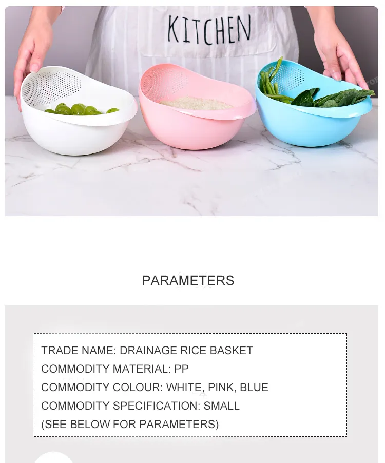 Description Picture 6 of itemKitchen Essentials Rice Sieve: Multi-Functional Plastic Colander with Convenient Handles