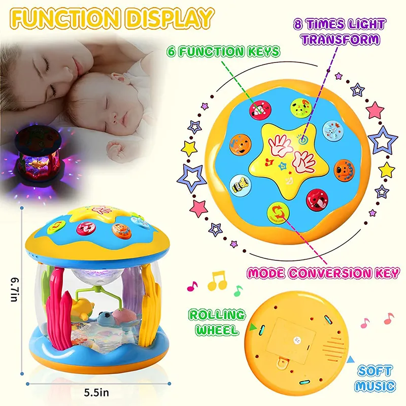 Description Picture 6 of itemMusical Montessori Sensory Toys for Toddlers - Baby Toys for 1-3 Years with Rotating Ocean Light Projection - Early Educational Delight