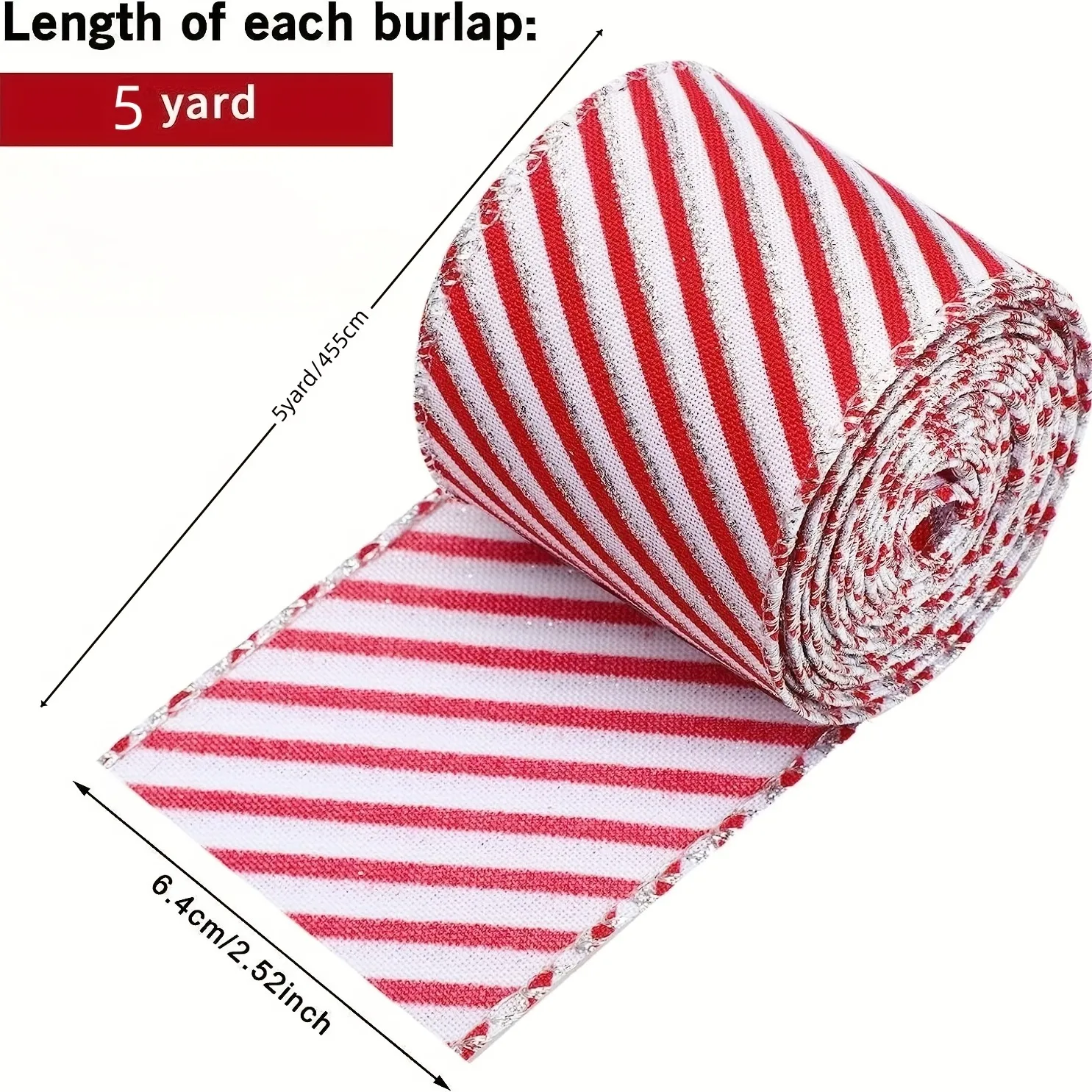 Description Picture 1 of itemChristmas Stripe Ribbon Red and White Thread Garland Bow for DIY Craft Home Decoration - 1pc
