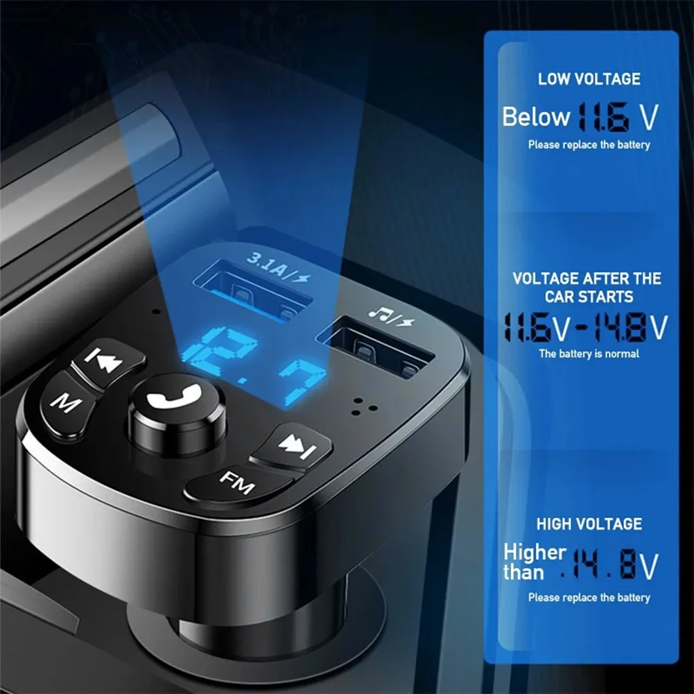 Description Picture 4 of itemOLAF Car Bluetooth 5.0 Music Player FM Transmitter - Dual USB Port Car Charger, MP3 Receiver with 3.1A Fast Charger