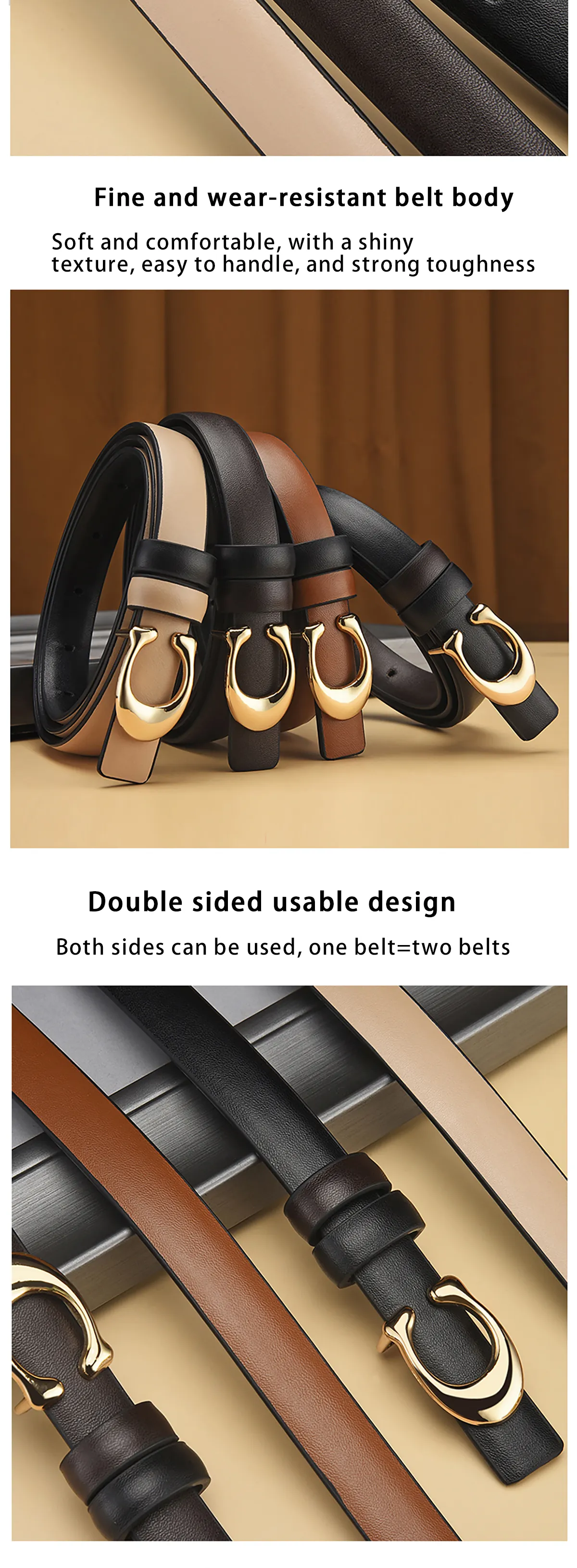 Description Picture 3 of itemC-Shaped Elegance: New Women's Fashionable Thin Belt with Detachable Double Side Denim 