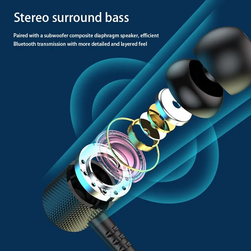 Description Picture 5 of item Neck Hanging Bluetooth Wireless Headset - Waterproof Binaural In-Ear Design with Super Long Standby Battery Life