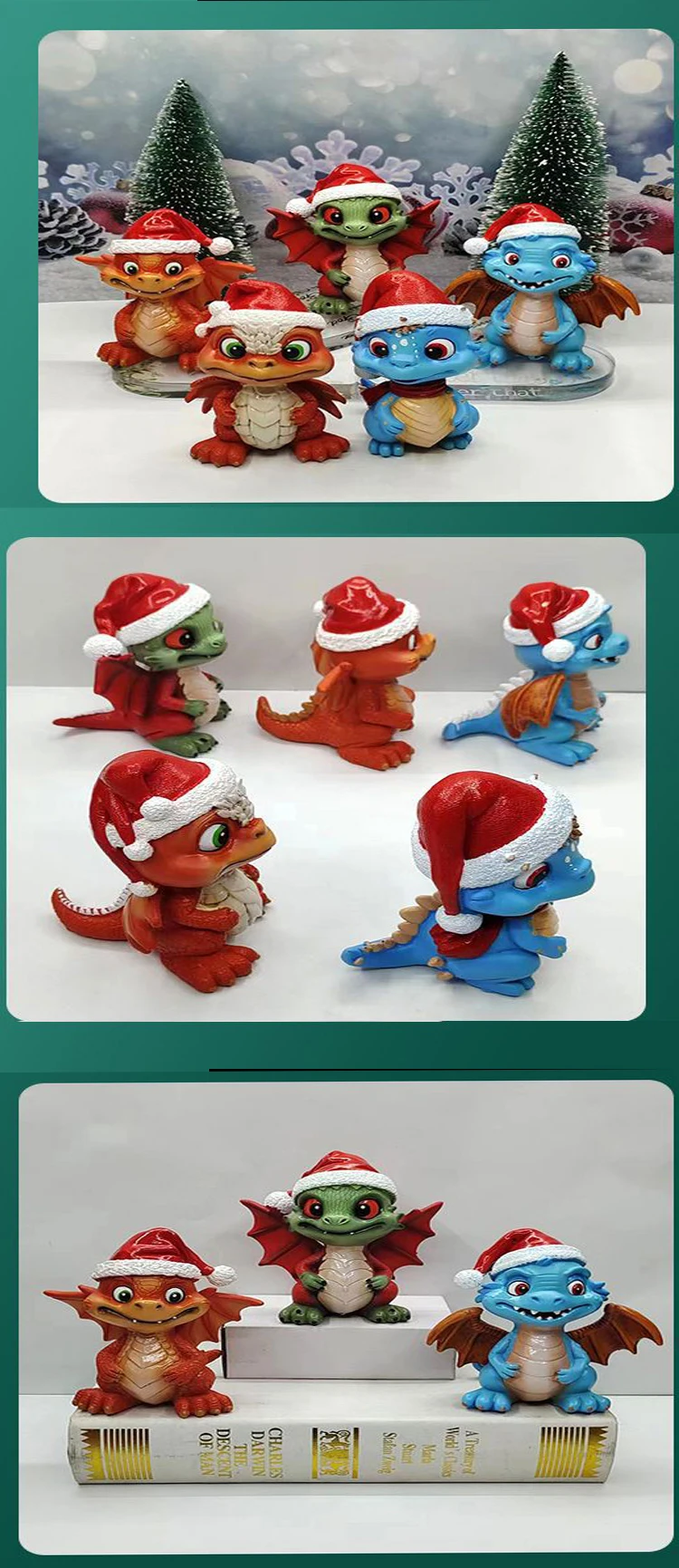 Description Picture 5 of itemNew Christmas Dragon Decorative Figurine - Dinosaur Elf Sculpture for 2023 Navidad Desk Ornament and Home Decor