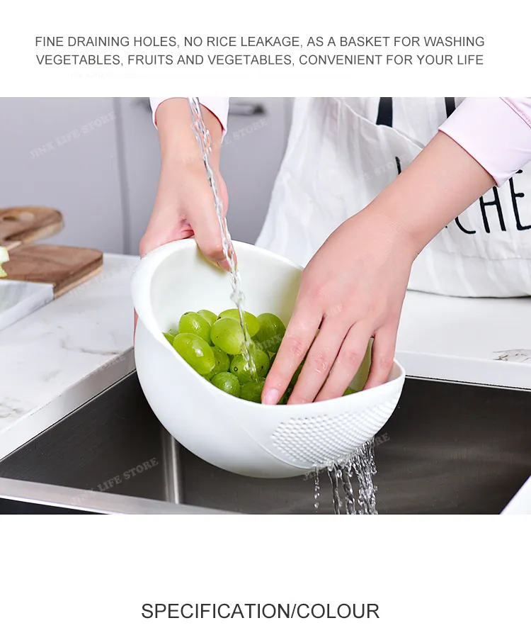 Description Picture 3 of itemKitchen Essentials Rice Sieve: Multi-Functional Plastic Colander with Convenient Handles