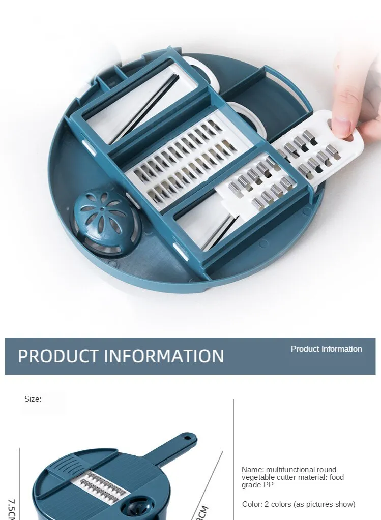 Description Picture 4 of itemSliceEase: Manually Operated Shred Grater - Vibrant Green/Blue/Pink Vegetable Chopper