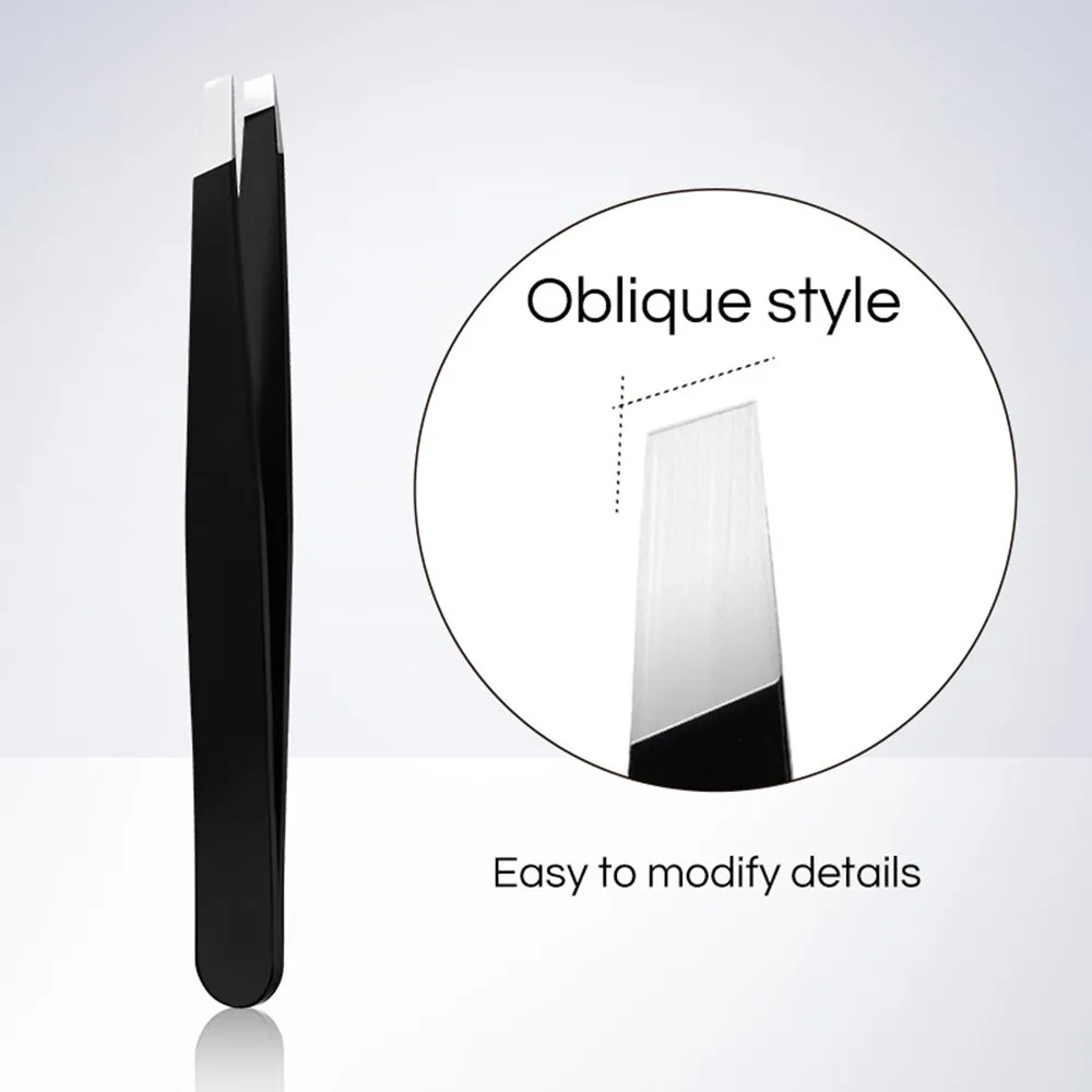 Description Picture 5 of itemGECOMO Stainless Steel Black Eyebrow Tweezer - Dual Slant and Flat Point Beauty Tools for Effortless Eyebrow Grooming and Ingrown Hair