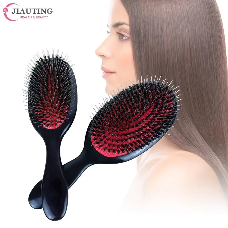 1pc Hot Sale Oval Boar Bristle&Nylon Hair Comb Mini Anti-static Hair Scalp Massage Comb Hairbrush Salon Hair Brush Styling Tool